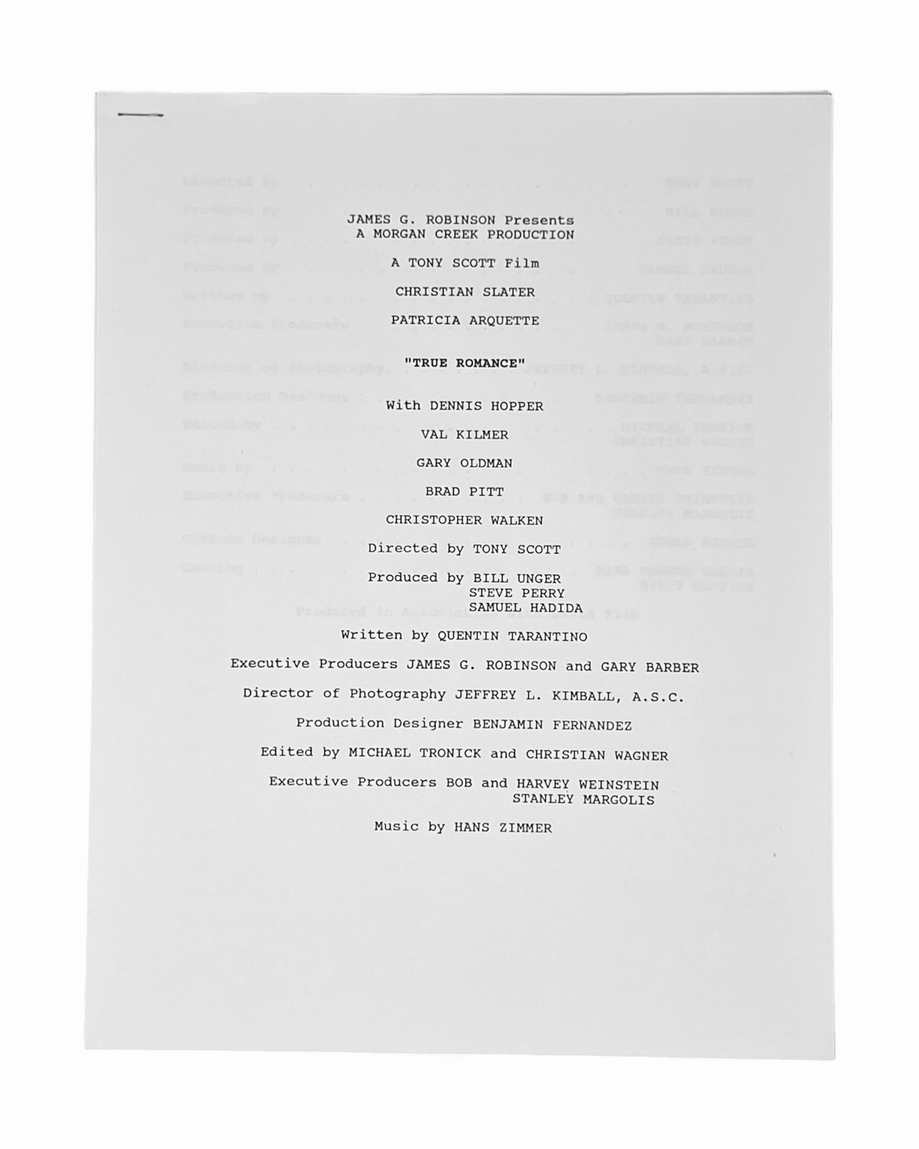 Vintage 1993 True Romance Press Kit