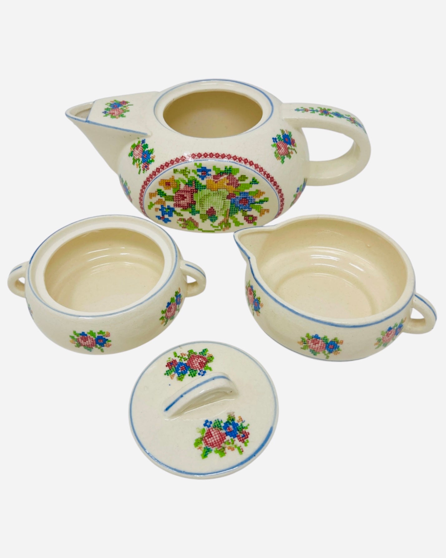 Vintage Floral Stacking Teapot Set