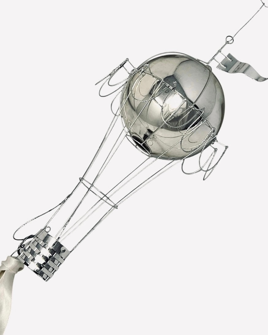 Vintage Hot Air Balloon Blown Glass & Wire Sculpture / Ornament