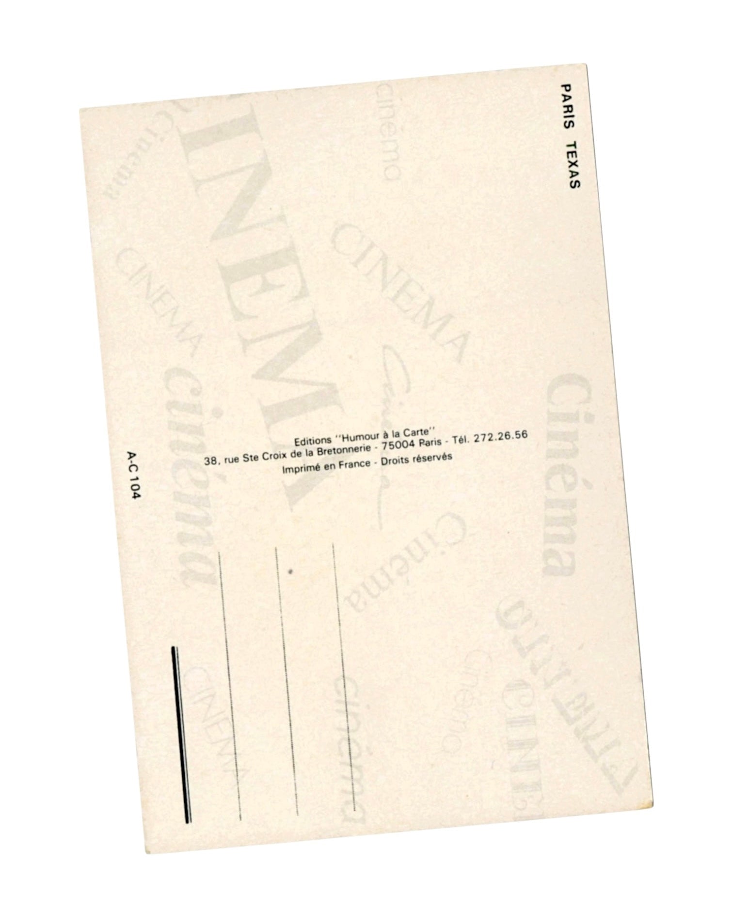 Vintage 1984 ‘Paris, Texas’ European Promo Card