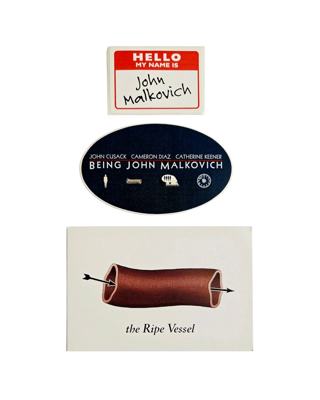 Vintage 1999 Being John Malkovich Promo Stickers + Postcard Set