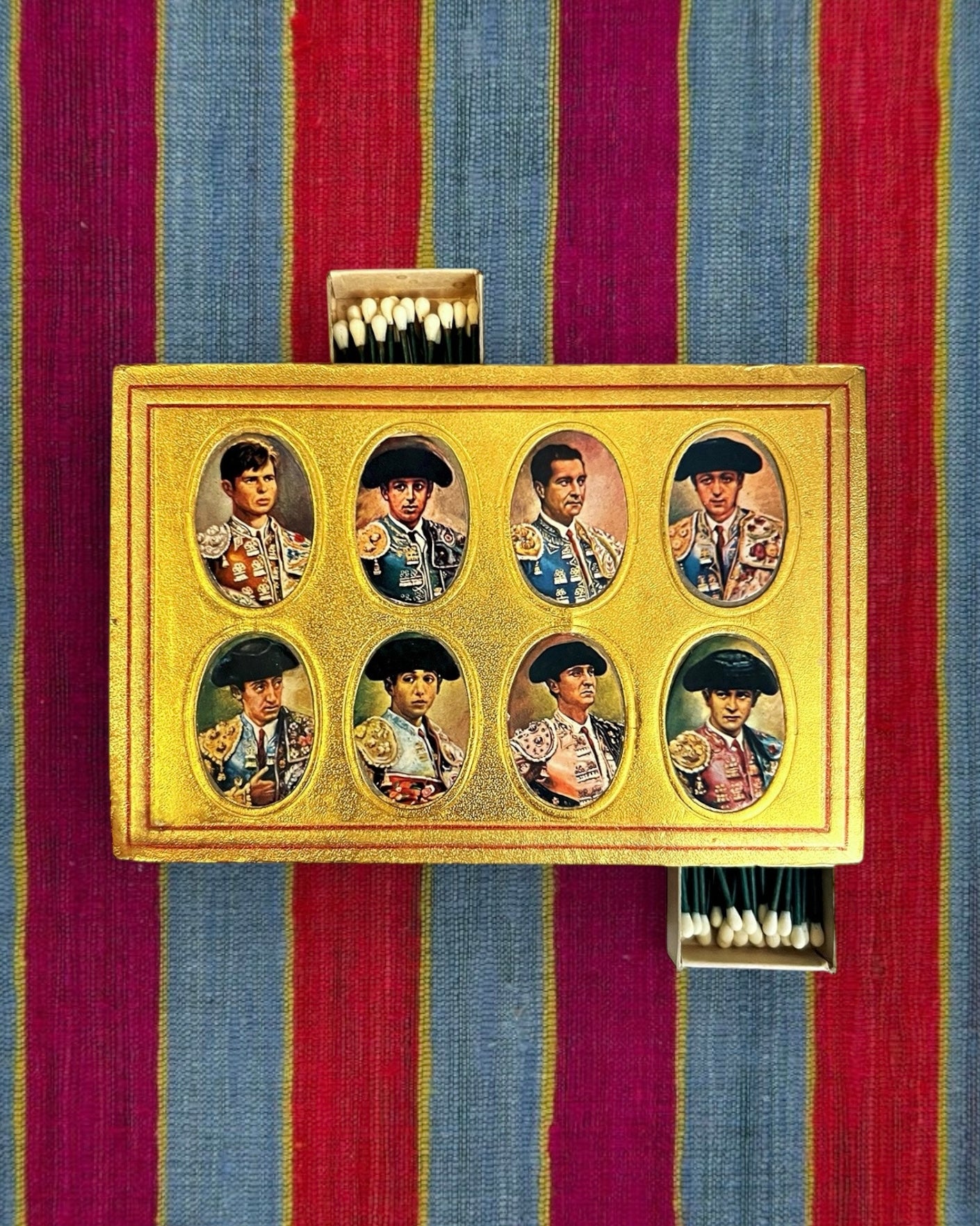 Vintage Bullfighter Matchbox with Drawers