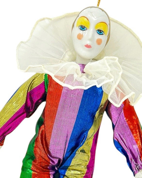 Vintage Rainbow Jester Doll