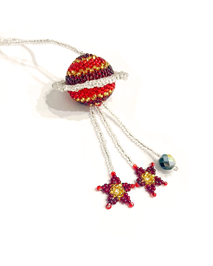 Saturn & Stars Handmade Beaded Ornament