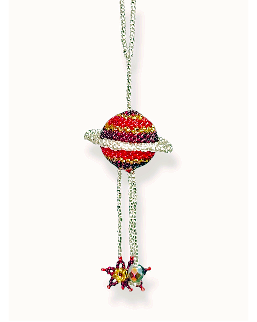 Saturn & Stars Handmade Beaded Ornament