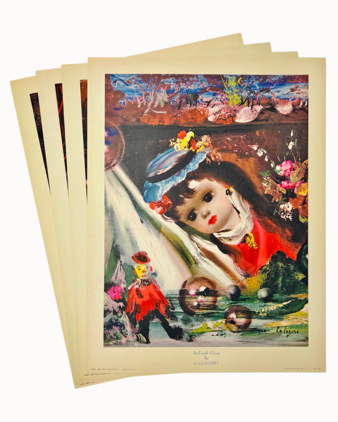 Vintage ‘French Dolls’ Lithograph Set by Jean Calogero, 1960s