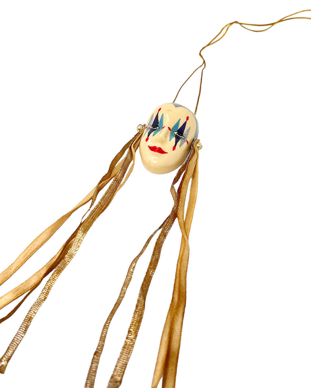 Vintage Harlequin Face Long Ornament, 1980s