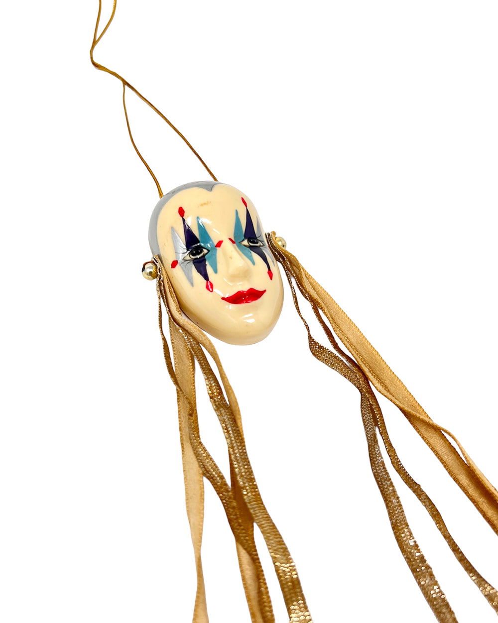 Vintage Harlequin Face Long Ornament, 1980s