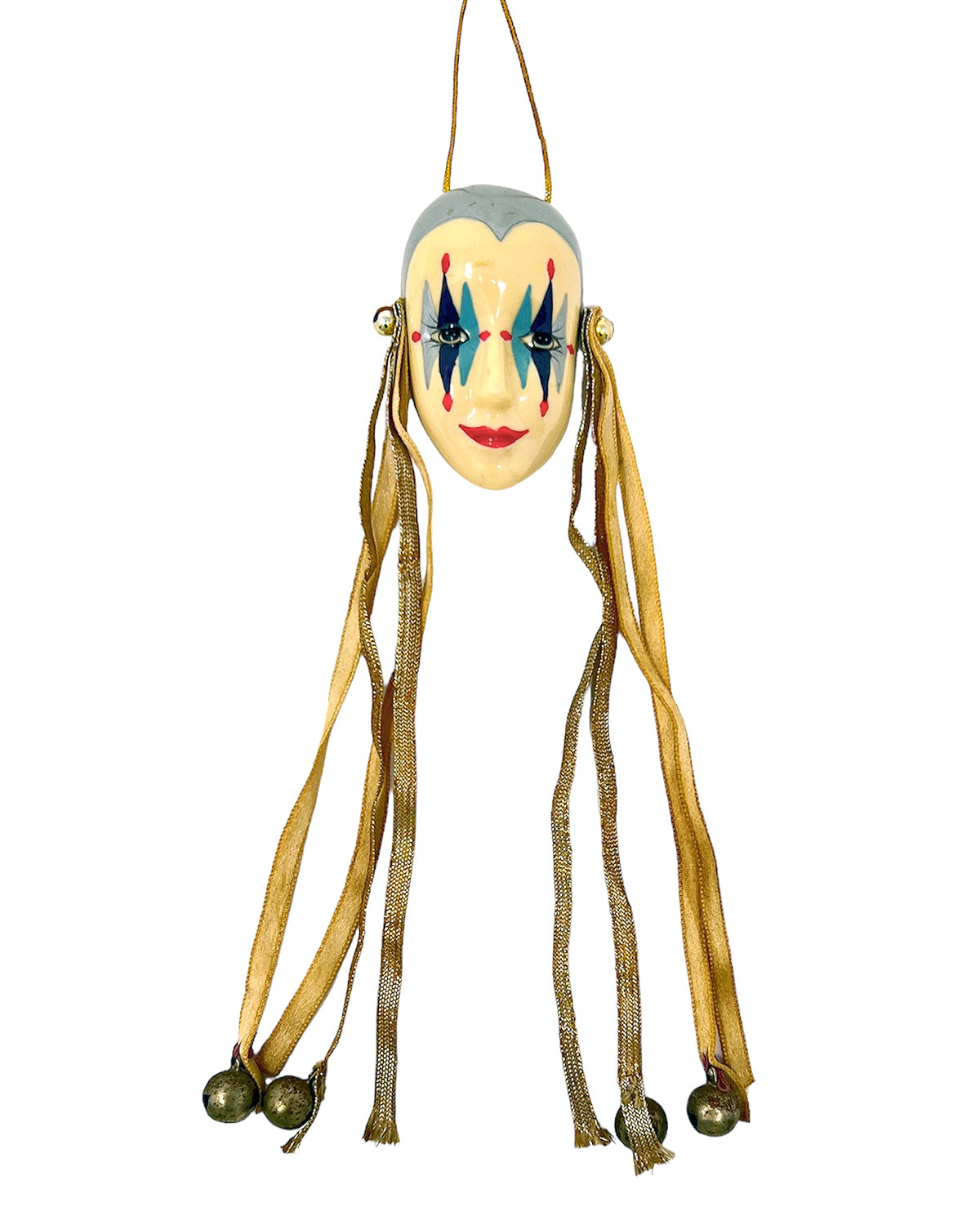 Vintage Harlequin Face Long Ornament, 1980s