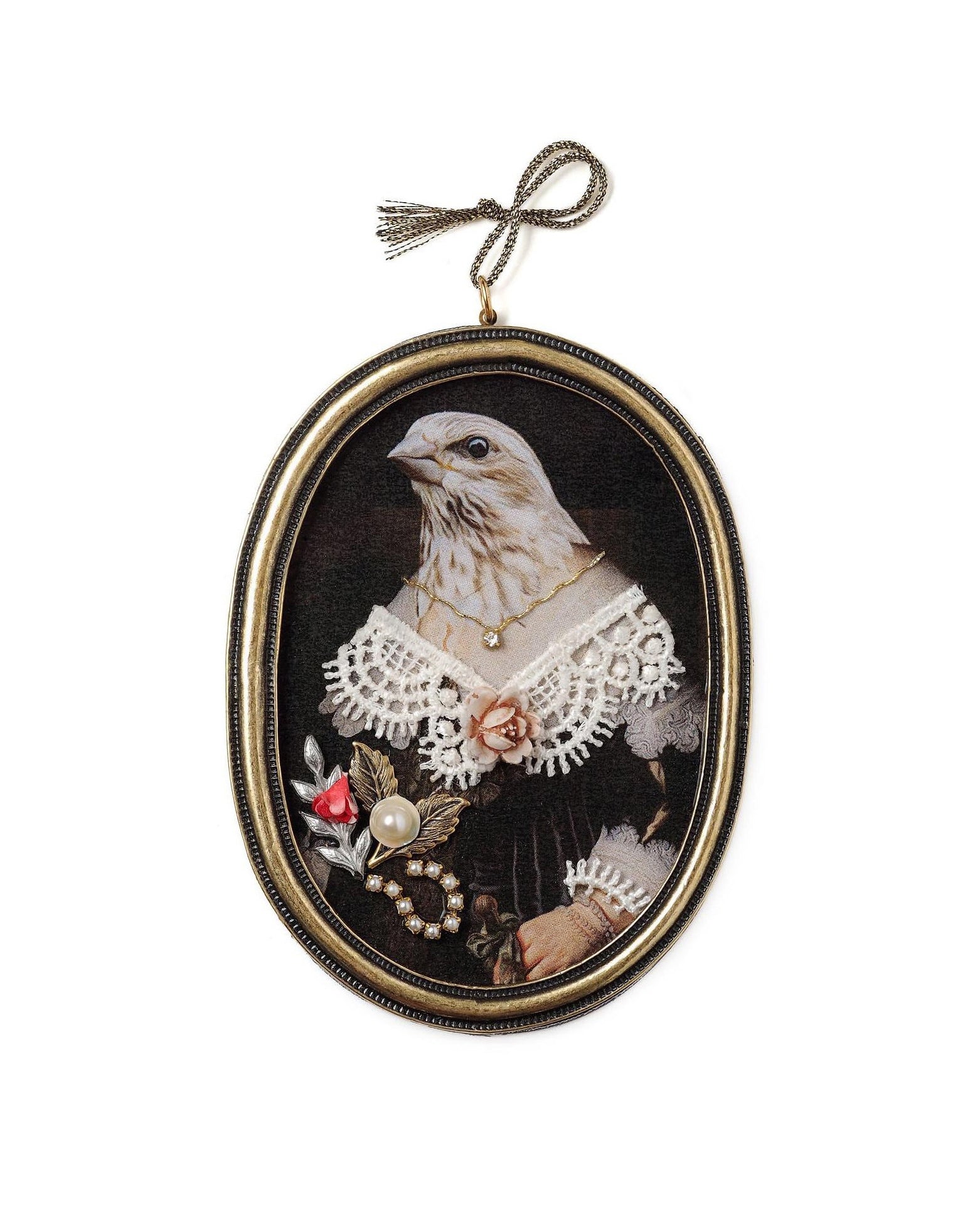 Anthropomorphic Bird Portrait Large Ornament