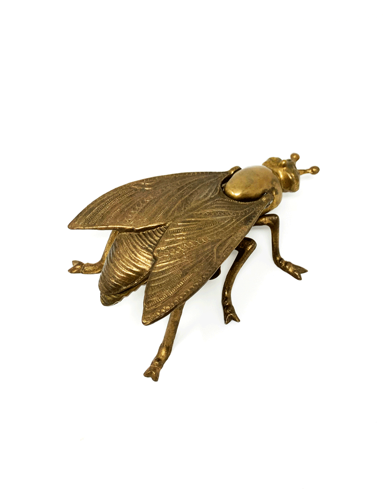 Vintage Brass Flip-Up Fly Ashtray / Trinket Box