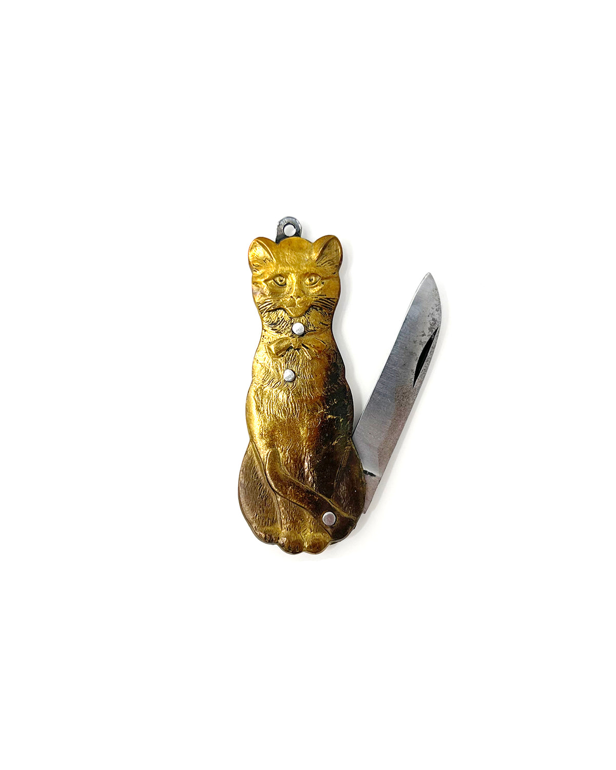 Antique Brass Cat Pocket Knife, Late 1800s