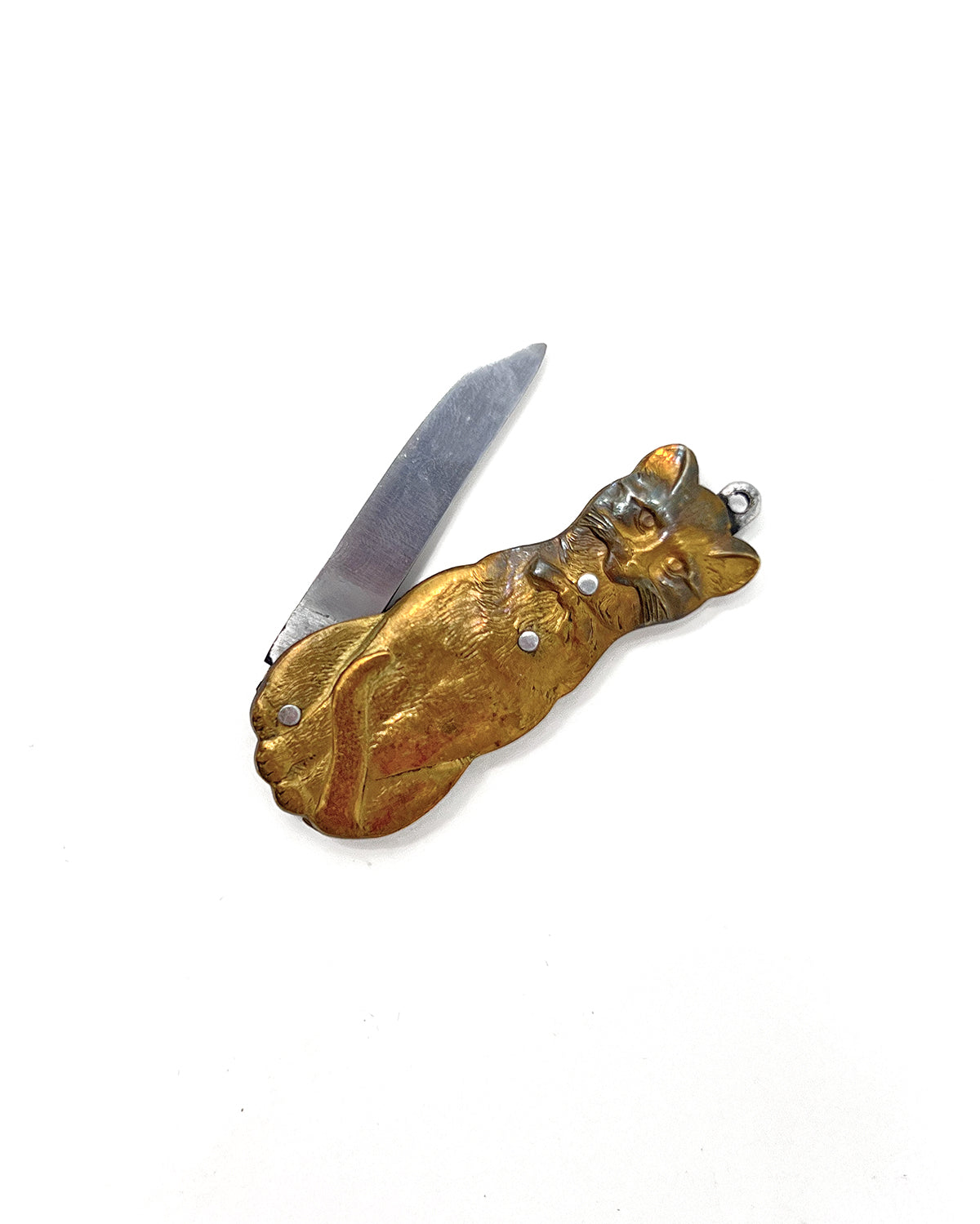 Antique Brass Cat Pocket Knife, Late 1800s