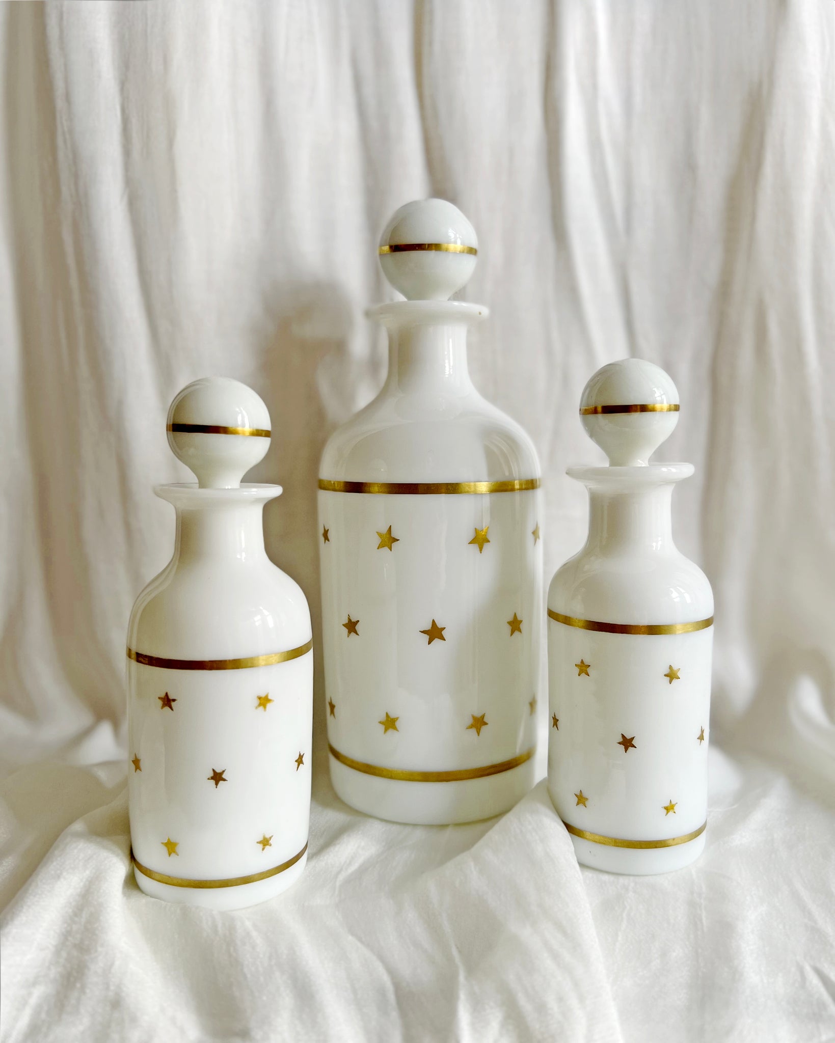 Antique French Opaline Glass Vanity Bottle Sets