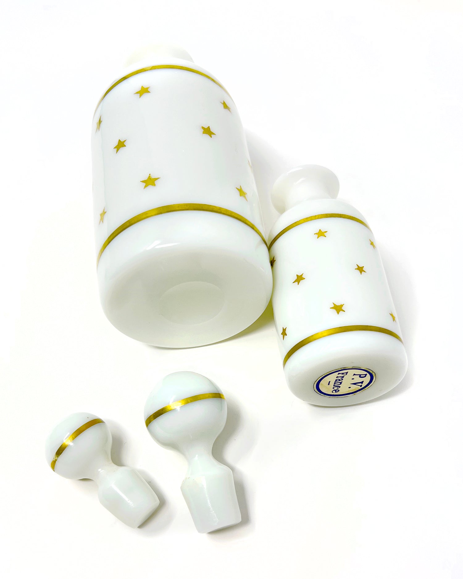 Antique French Opaline Glass Vanity Bottle Sets
