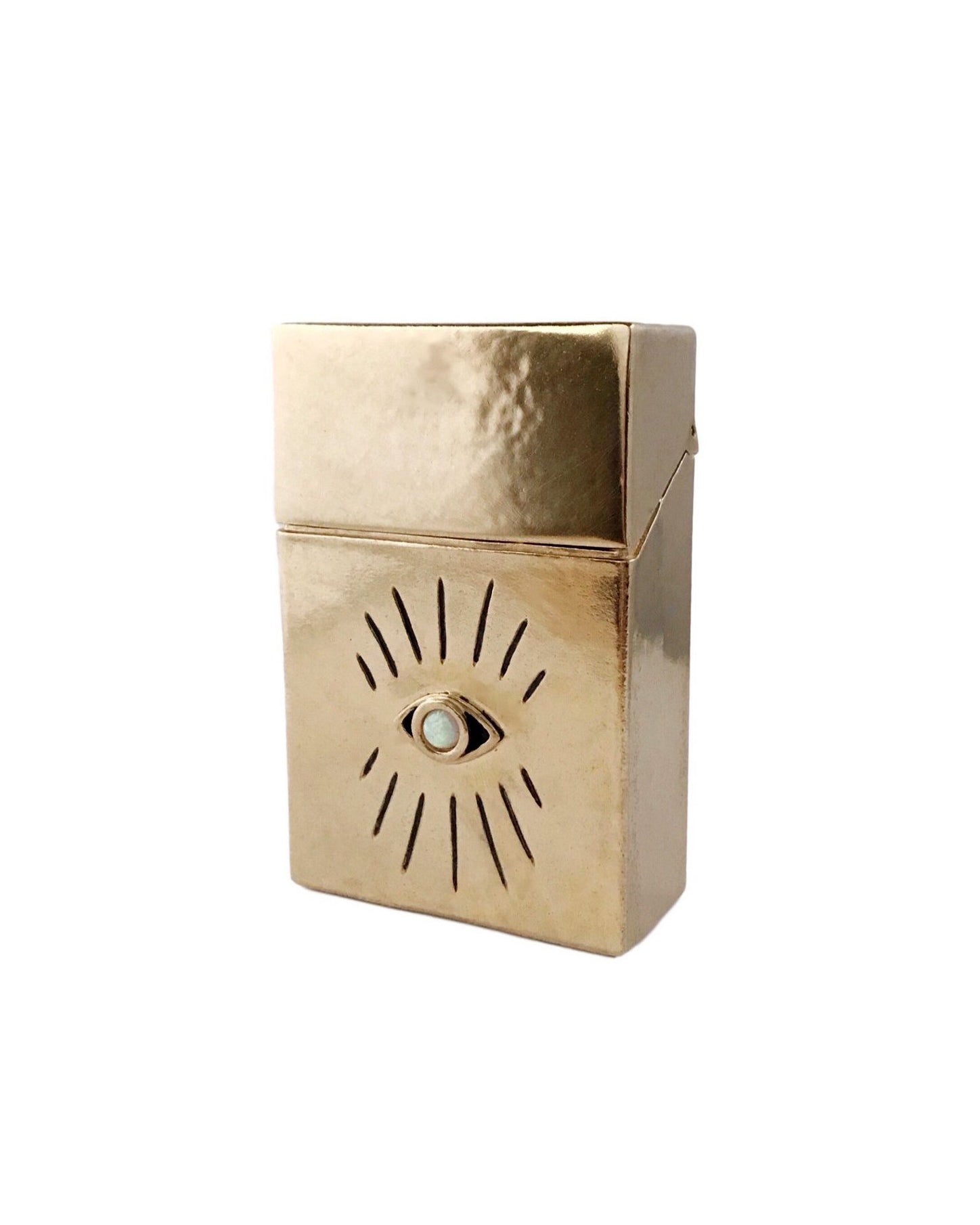 Brass Eye Stash Case with Opal