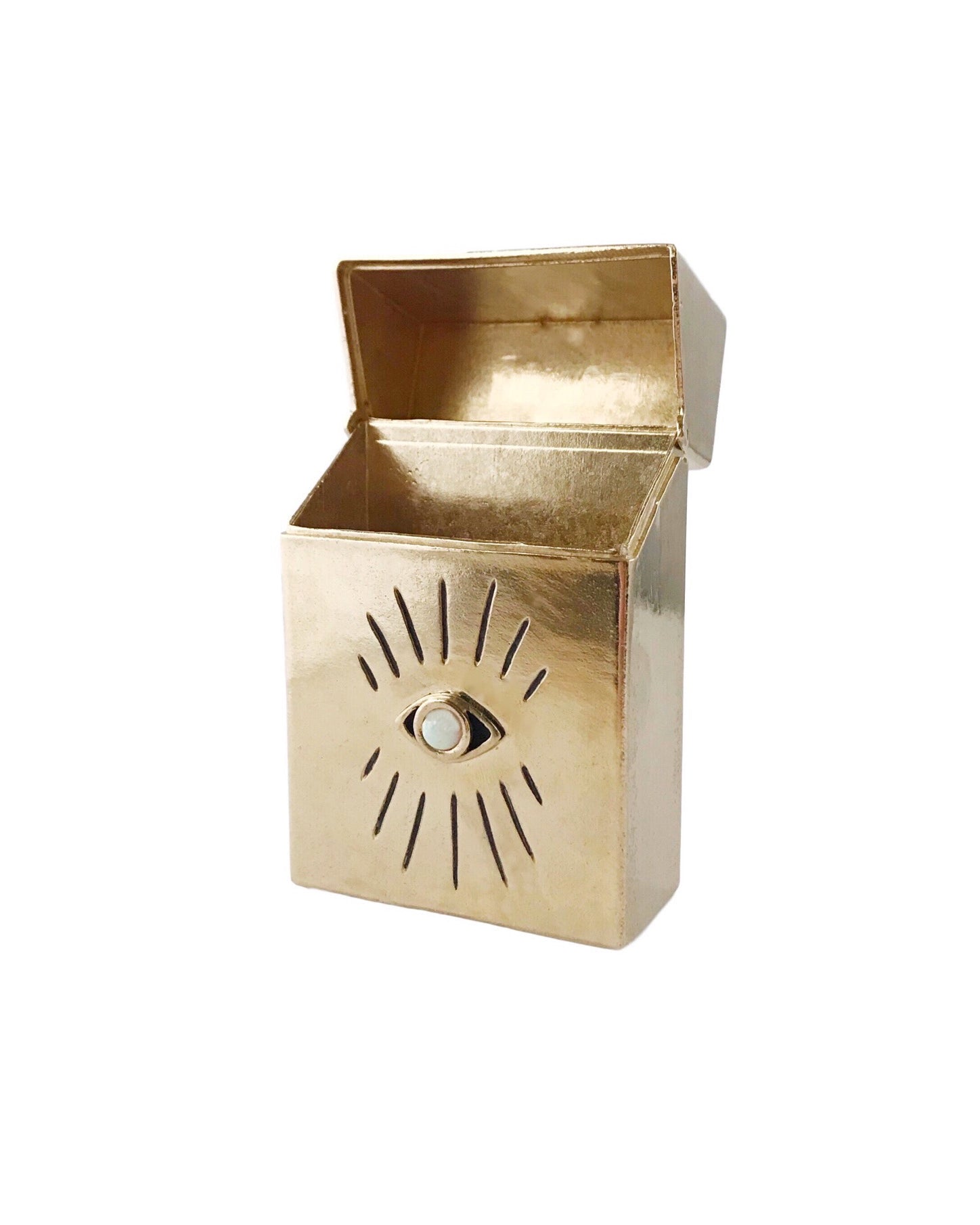 Brass Eye Stash Case with Opal