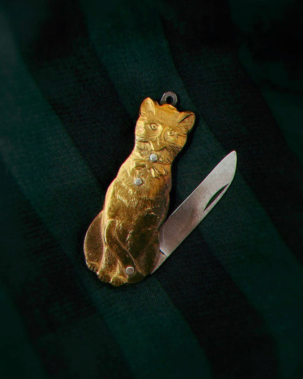 French Victorian Cat Pocket Knife