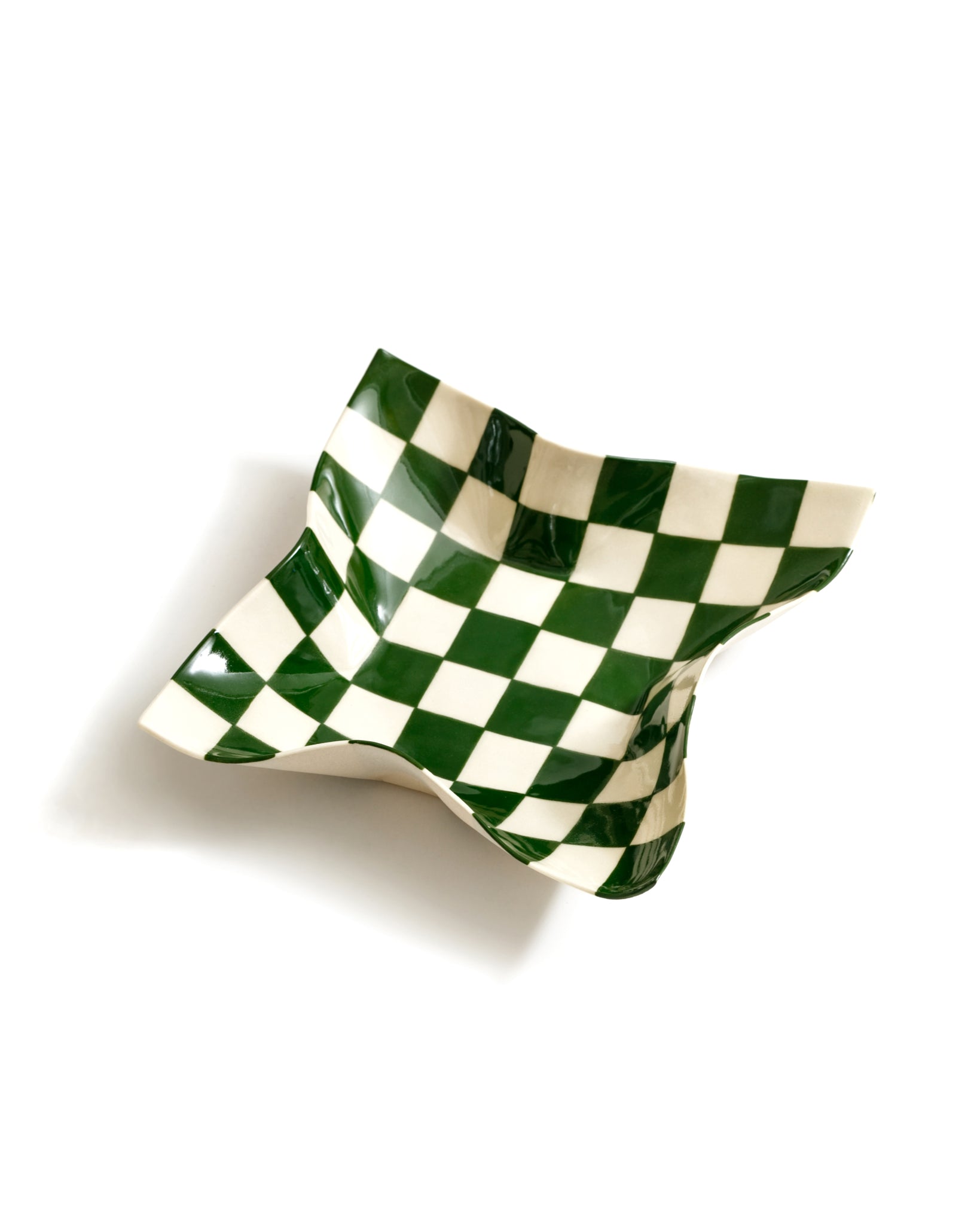 Green & White Checkered Catchall Dish