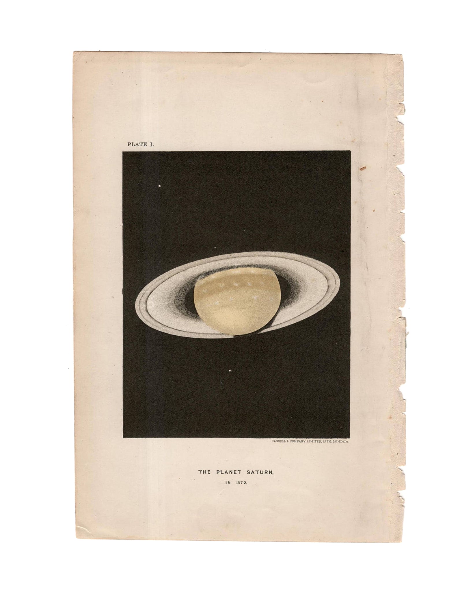 "The Planet Saturn in 1872" Antique Lithograph