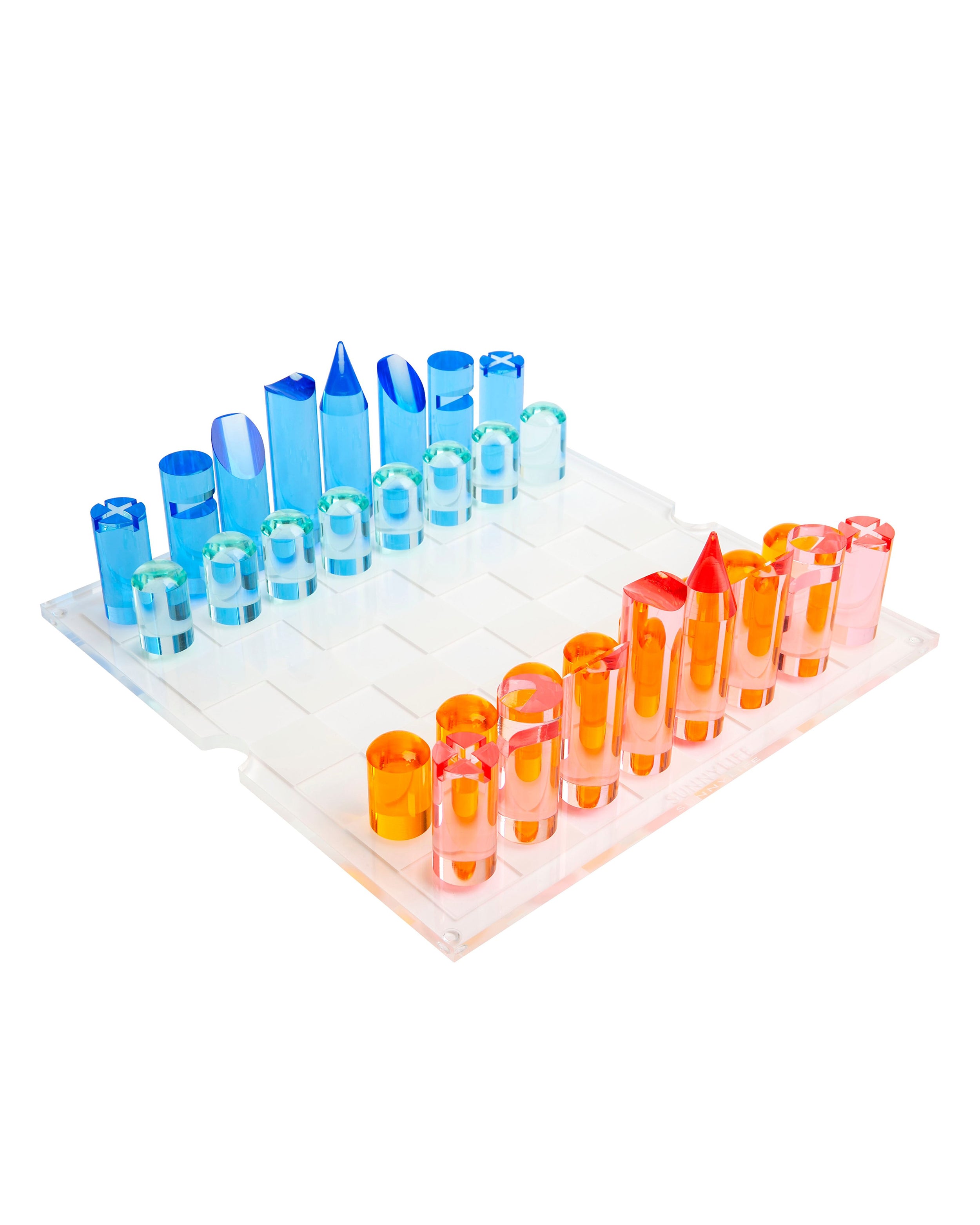 Rainbow Lucite Chess and Checkers Set
