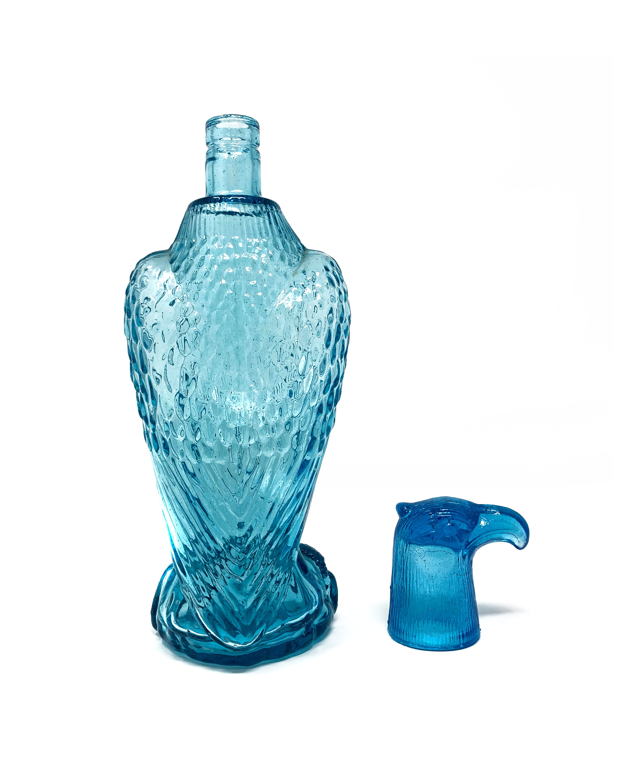 Vintage Blue Eagle Glass Decanter