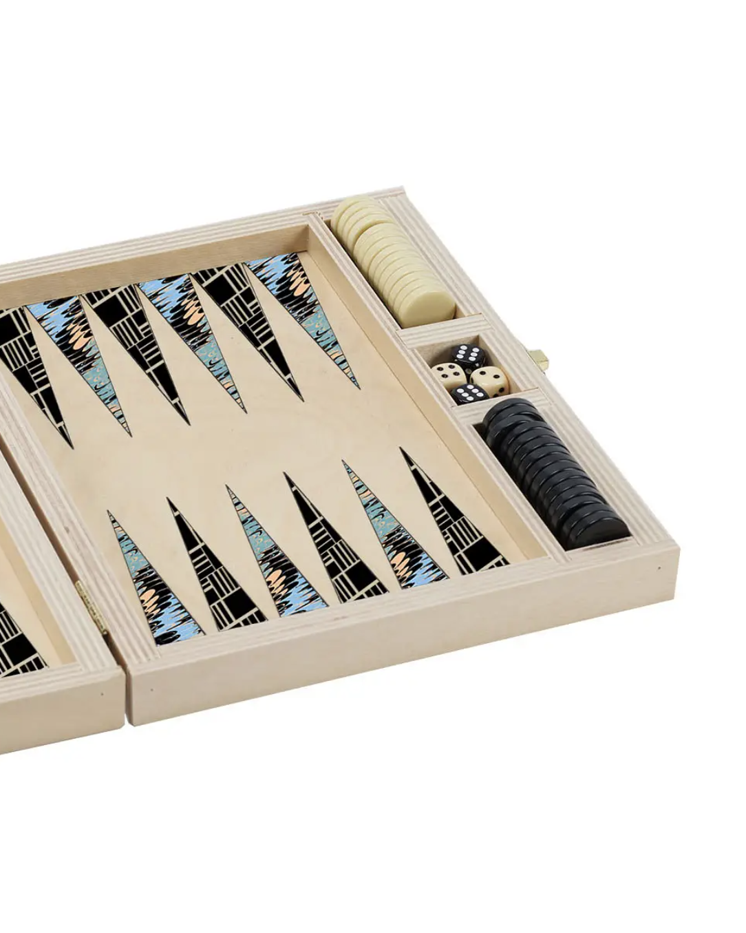 Travel Backgammon Set in Seafoam Marble